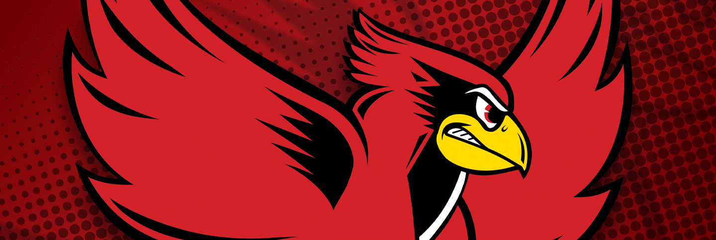 Reggie logo with wings extended on a dark red background